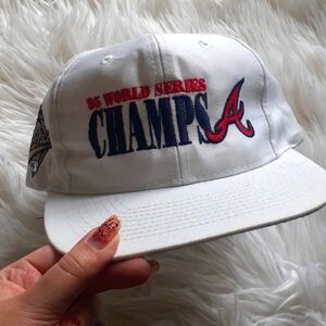 Vtg The Game MLB 1995 World Series Atlanta Braves White Snapback